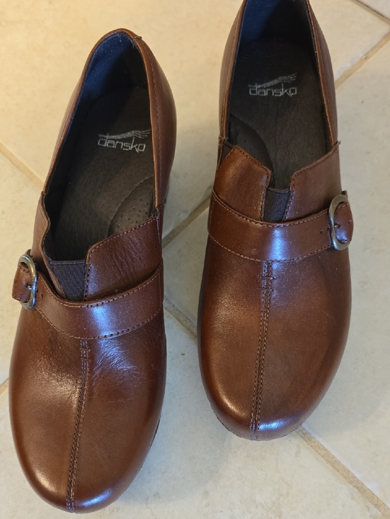 Dansko Shoes - Dansko Brown Leather Slip-On Shoes with Buckle
